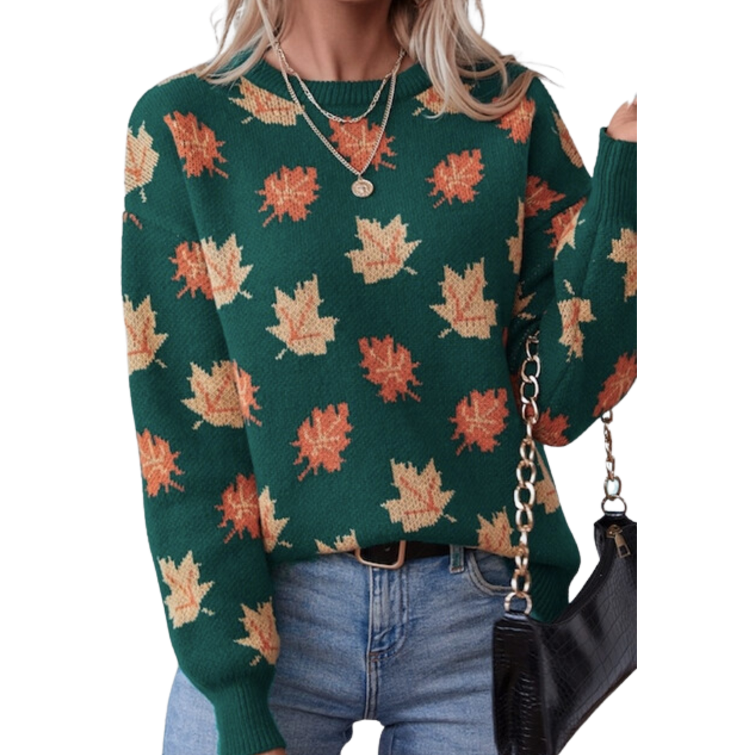 All Over Leaf Sweater