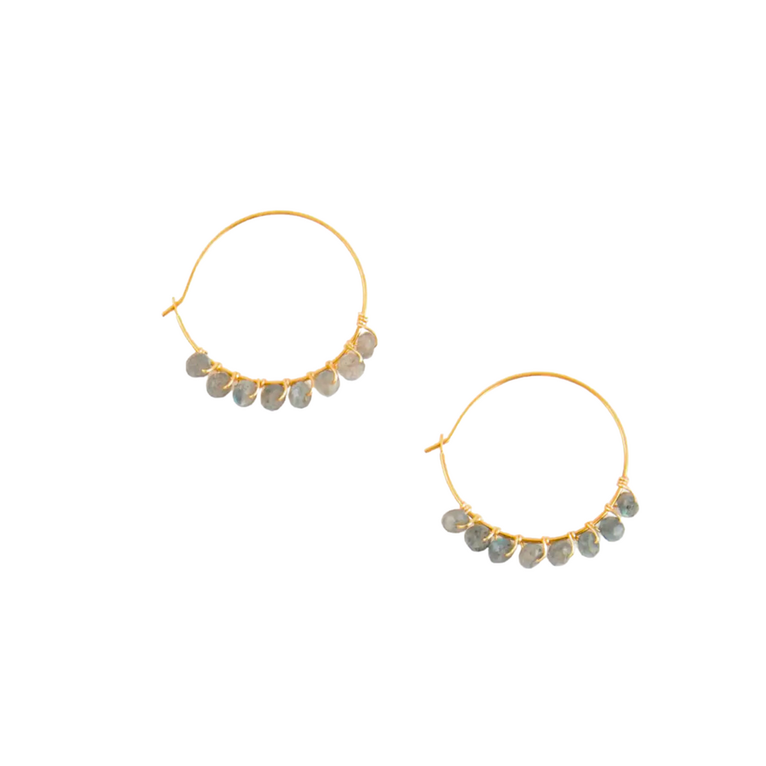 Faceted Stone Hoop Earrings