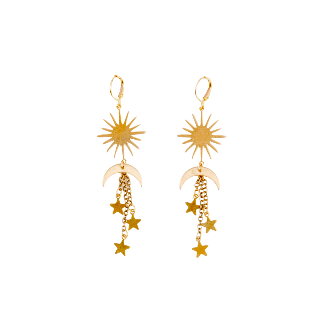Sun and Moon Dangle Earrings