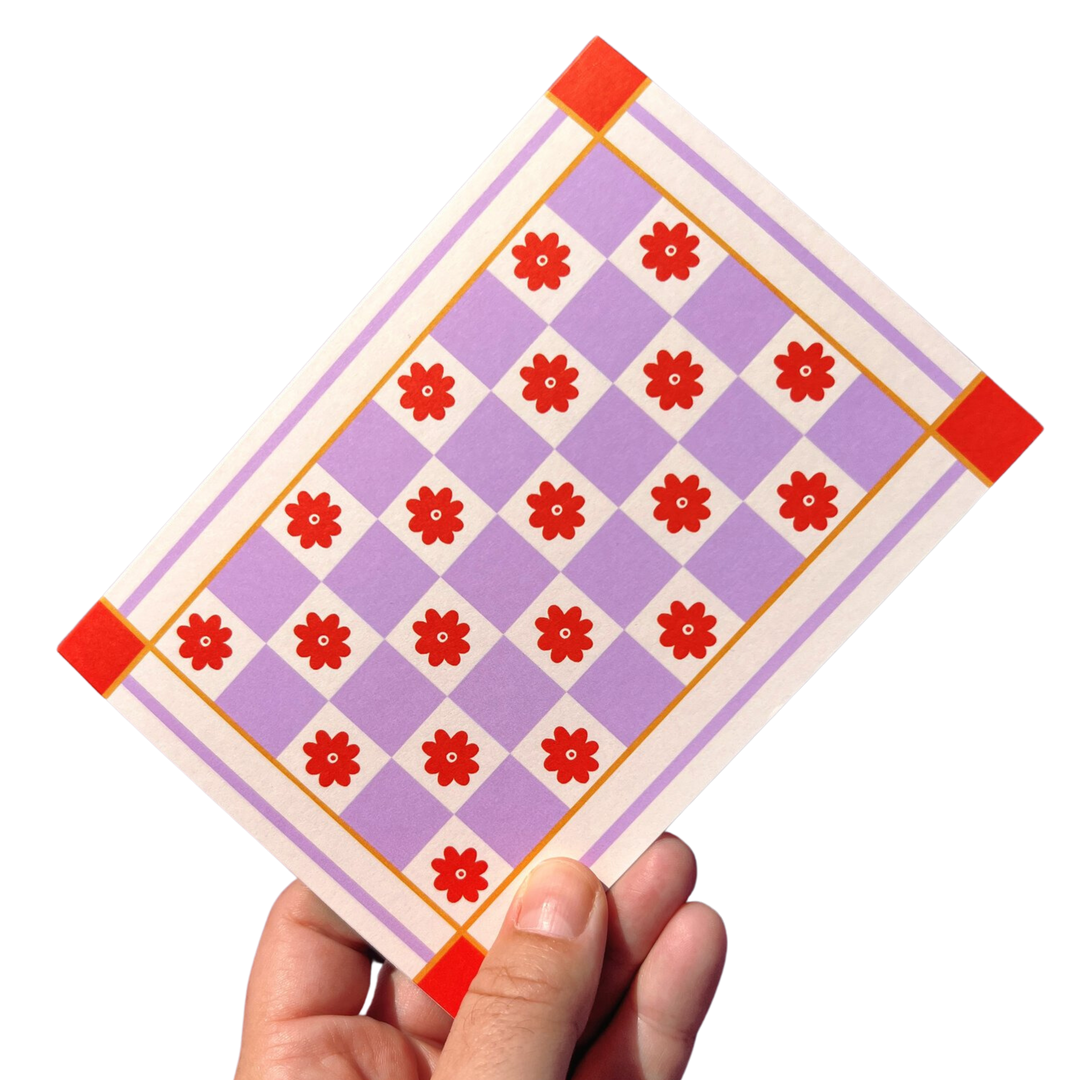 Lavender and red checkers