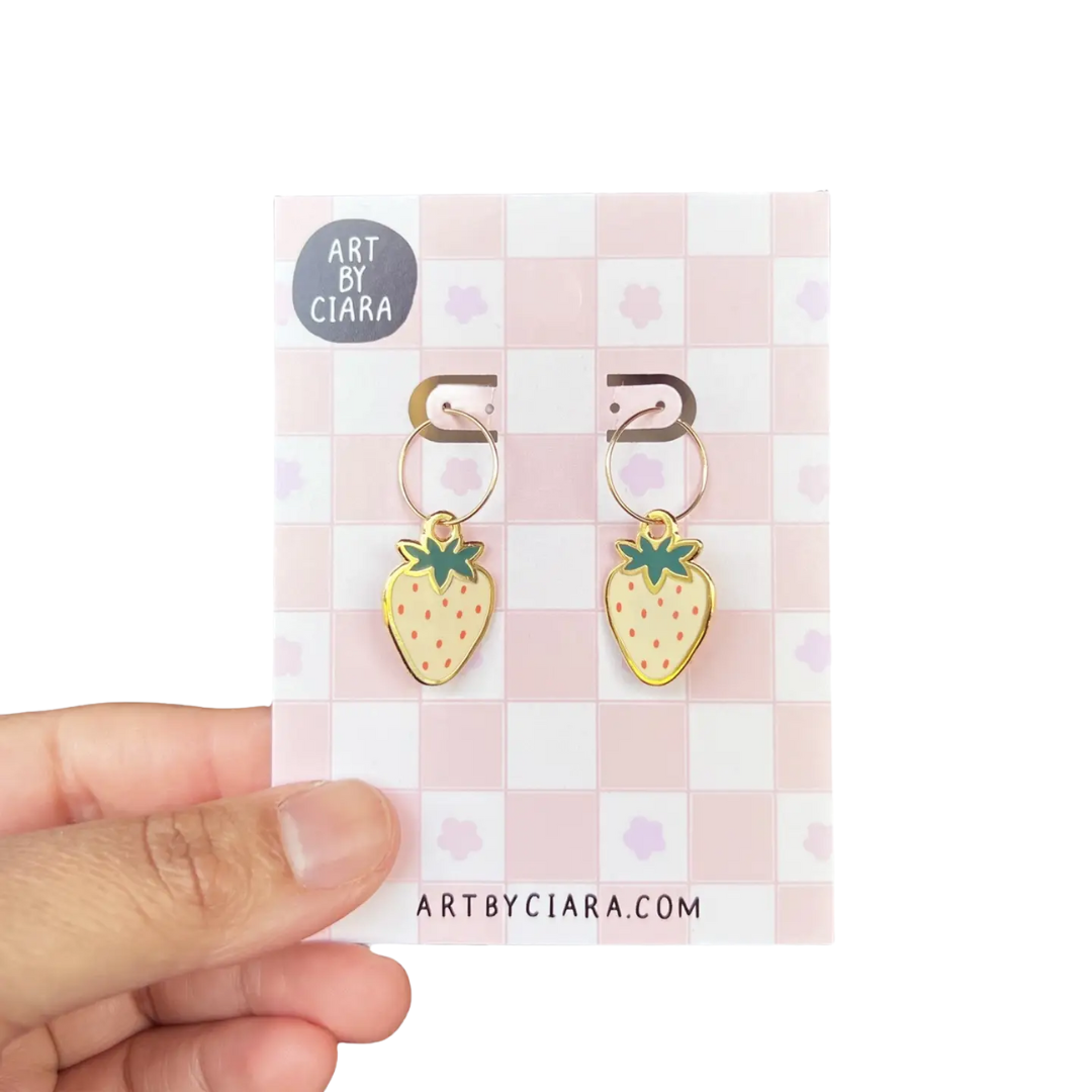 Gold Filled Strawberry Hoop Earrings