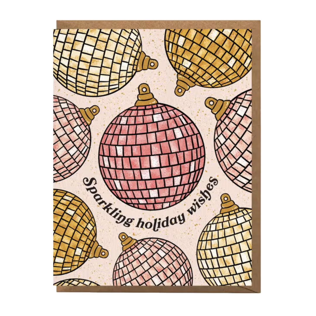 Disco Ball Christmas Ornament Card