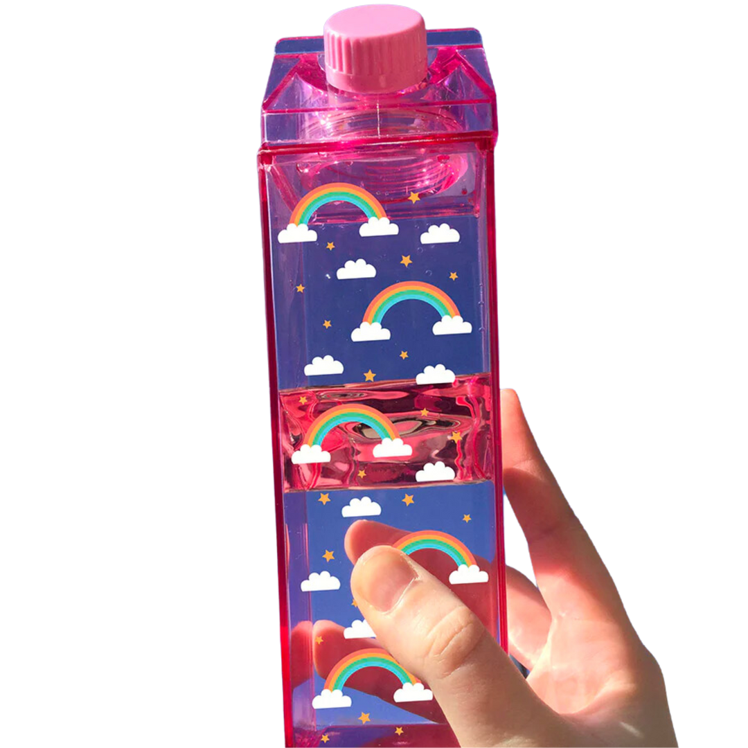 Rainbow Pattern Milk Carton Water Bottle
