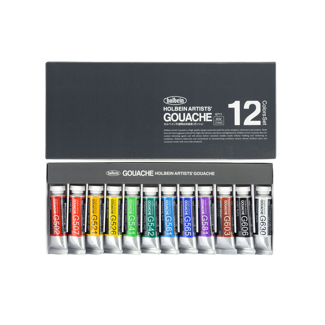 Holbein Artists' Gouache Set of 12 - 15ML