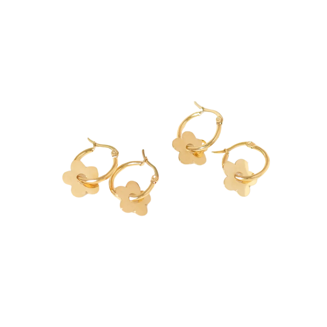 Gold Daisy Hoop Earrings