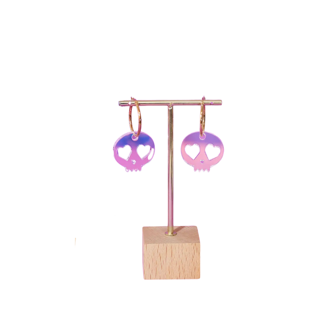 Iridescent Skull Hoop Earrings