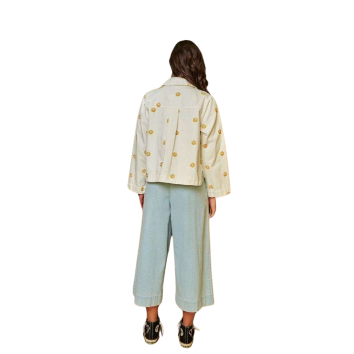 Plus Daisey Embroidered Wide Sleeve Denim Jacket