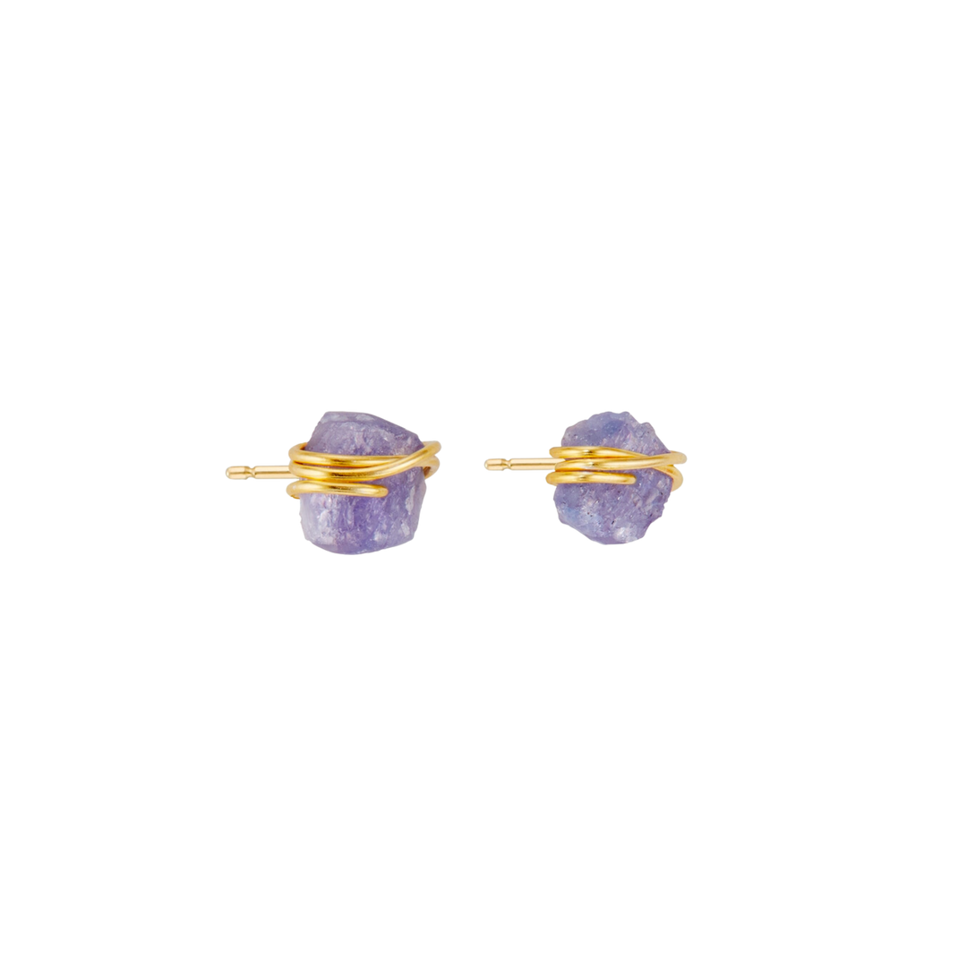 Tanzanite Rough Cut Studs