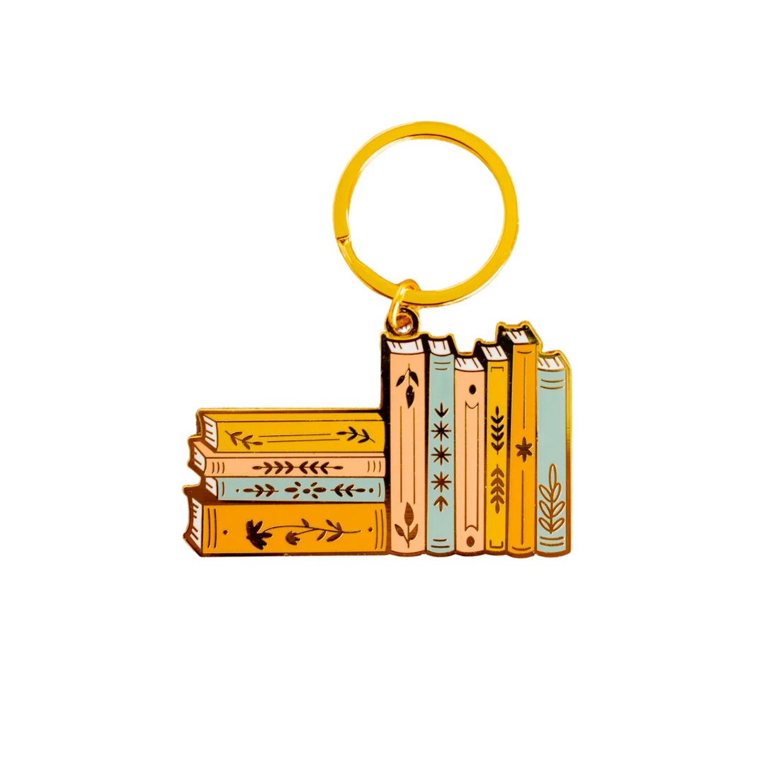 Stack of Books Metal Keychain