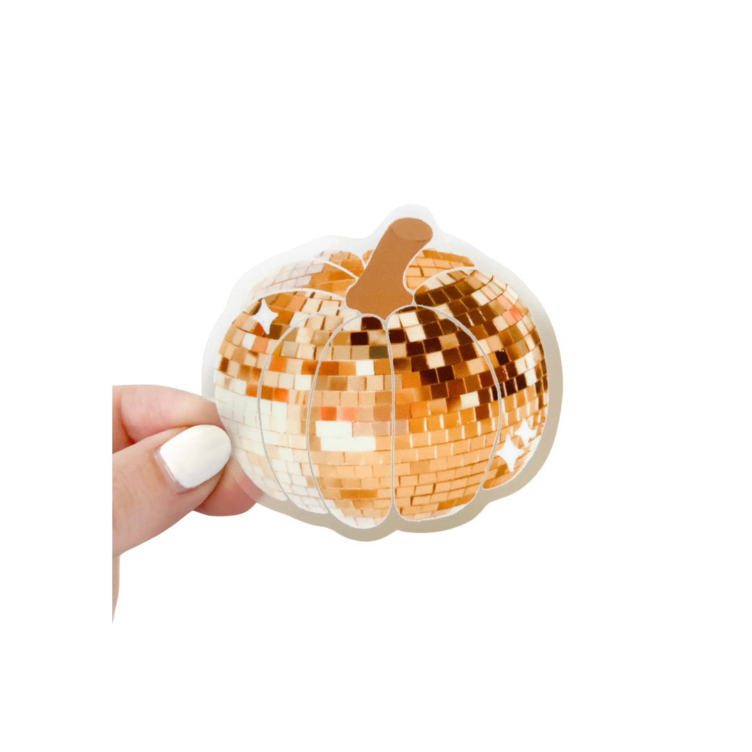 Clear Disco Ball Pumpkin Sticker