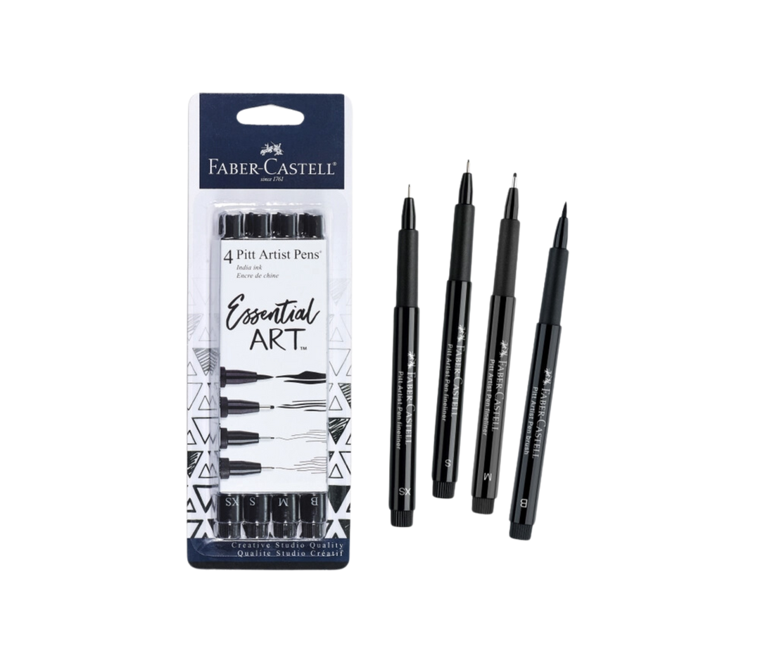 Pitt Artist Pen, Essential Art - #199 Black Set of 4