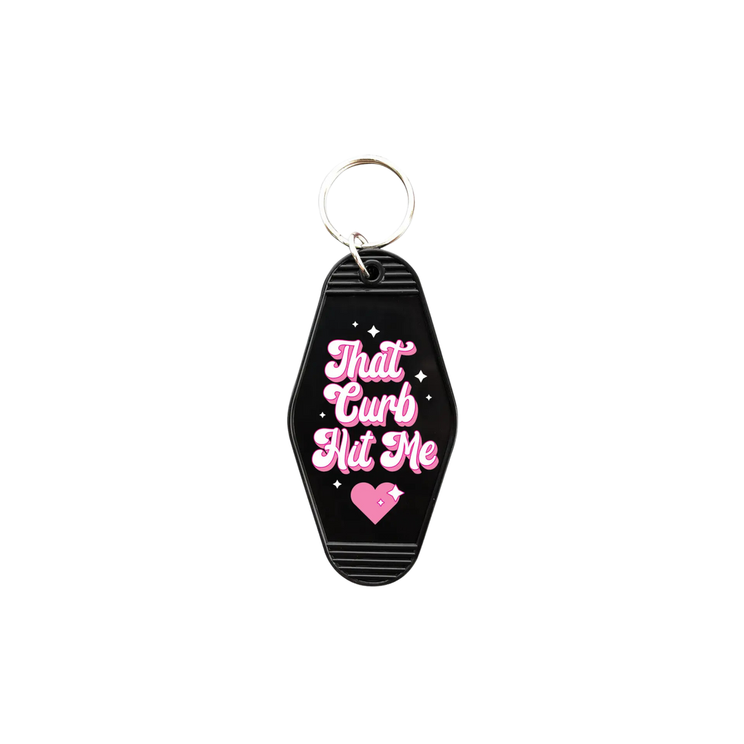 That Curb Hit Me Motel Keychain