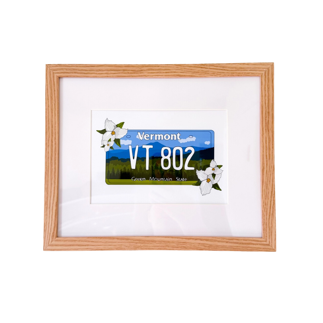 Vermont License Plate Art Print 8"x10"
