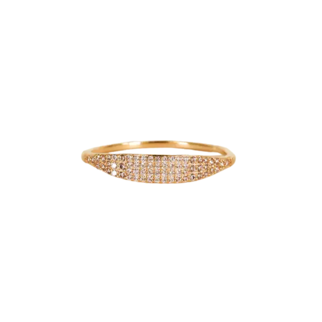 Tapered Pave Gold Ring - Champagne Cz