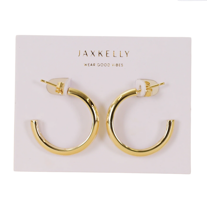 White Enamel Interior Gold Hoop Earrings