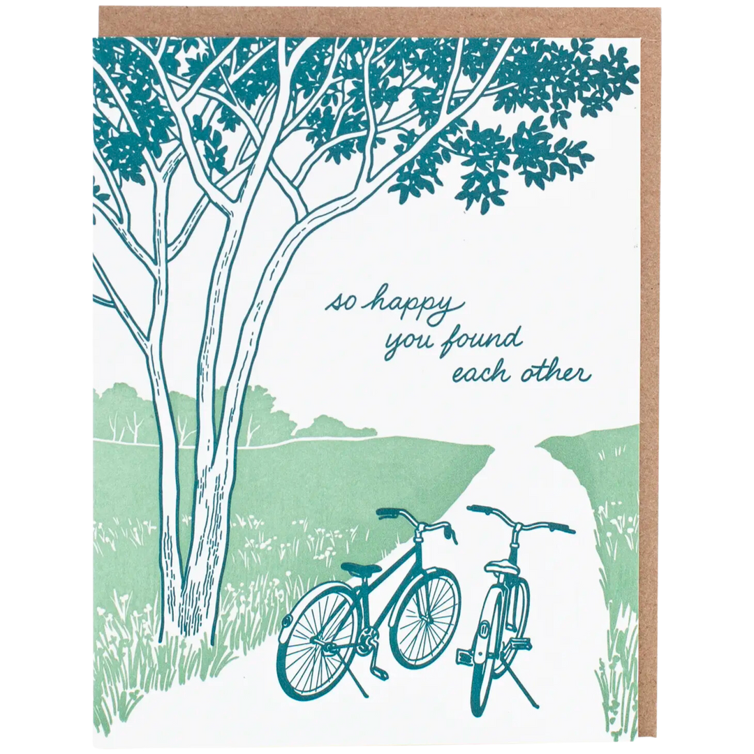 Bikes on a Path Wedding Card