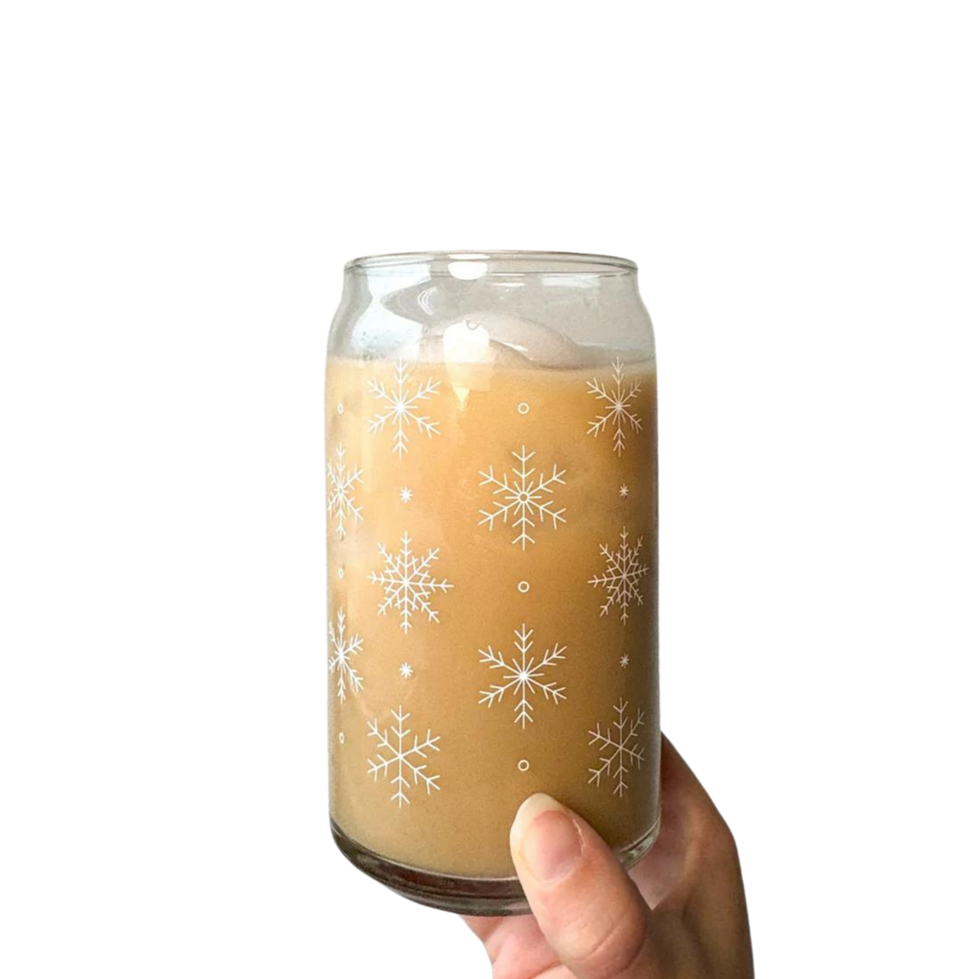 16 oz Snowflake Glass Cup