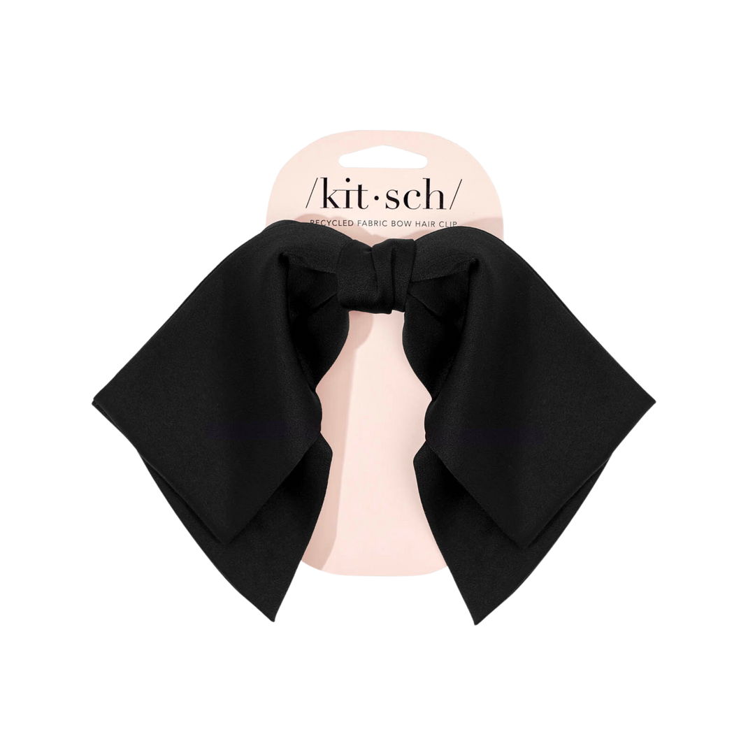 Recycled Fabric Bow Hair Clip - Black