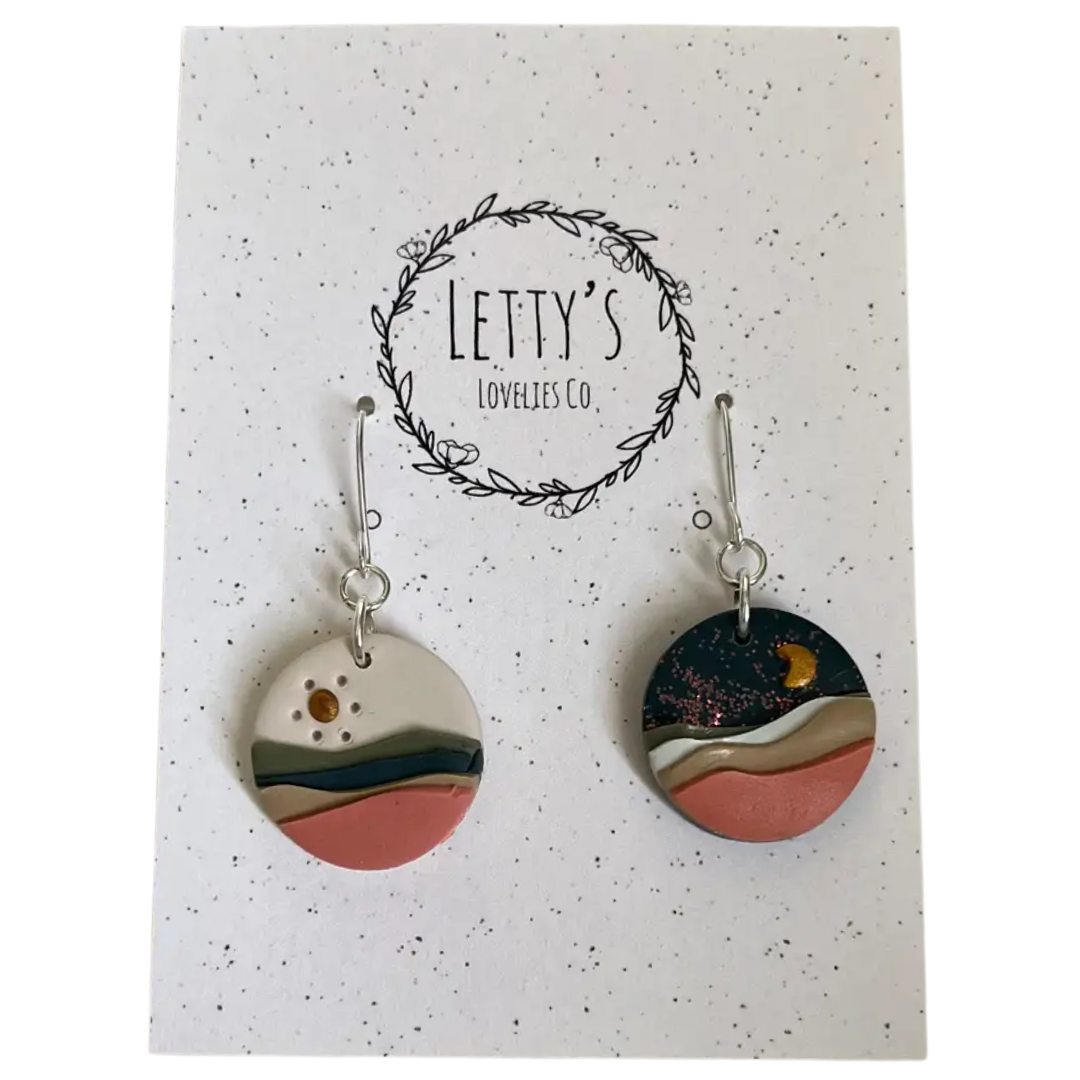 Day & Night Landscape Cirlce Earrings