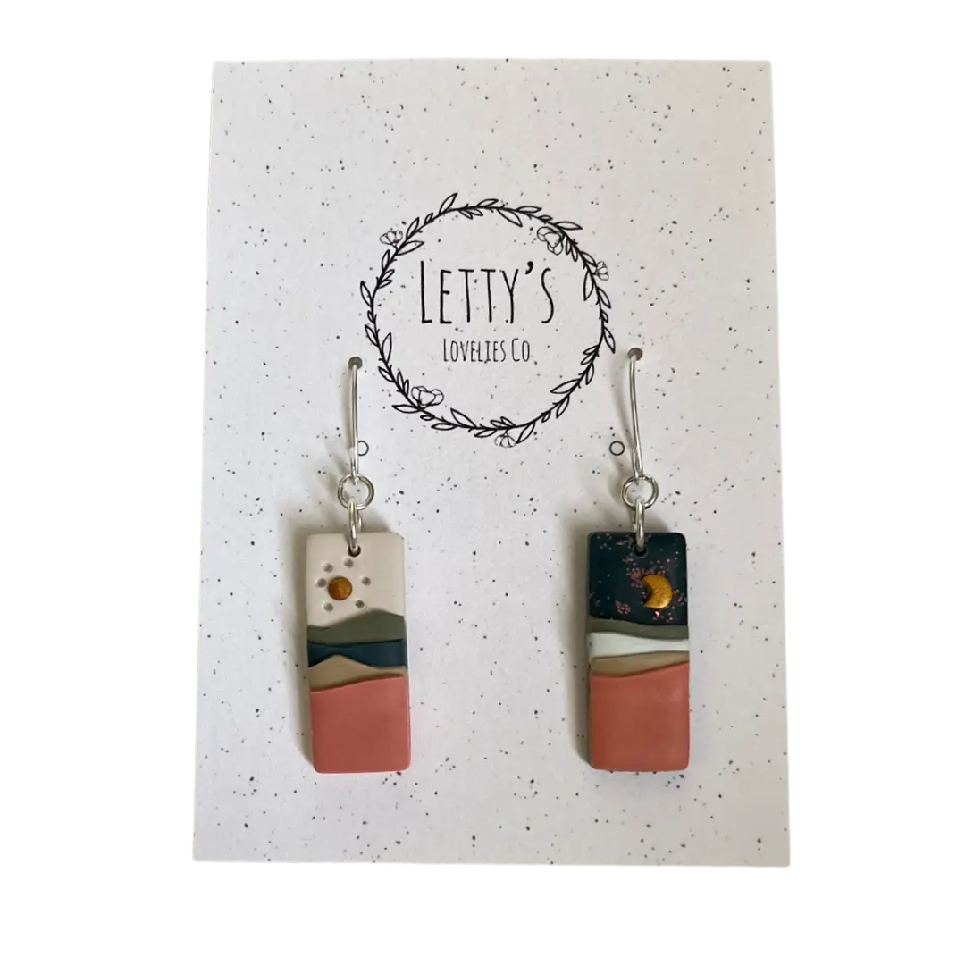 Day & Night Mountain Scene Mini Earrings