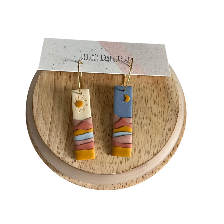 Day & Night Mountain Scene Earrings