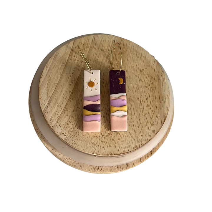 Day & Night Mountain Scene Earrings