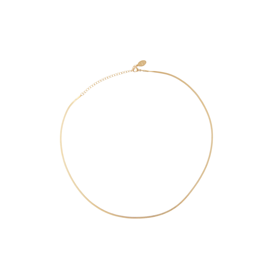 Gold Herringbone Necklaces- Stainless Steel Skinny
