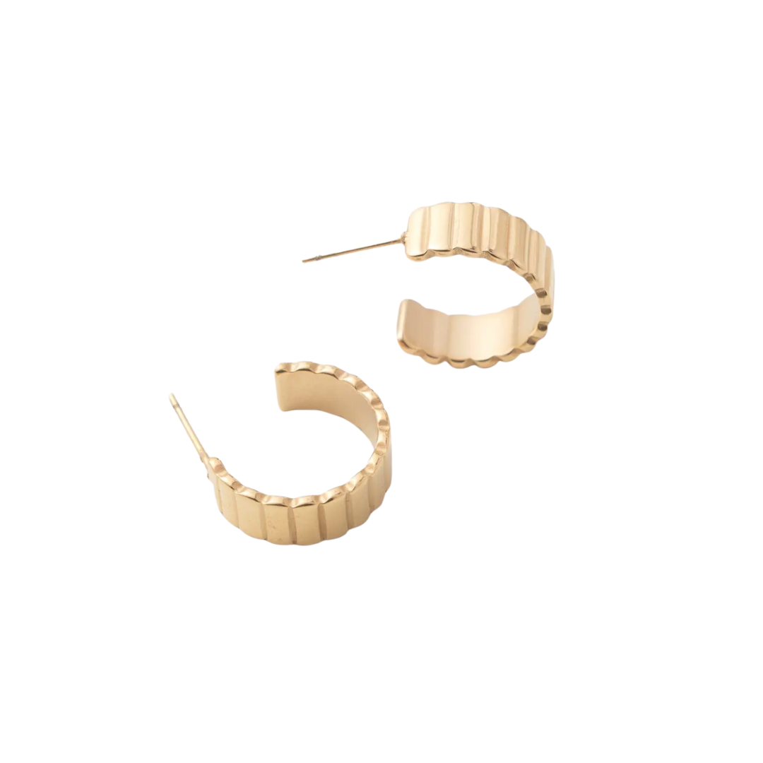 Dylan Ridged Gold Hoops