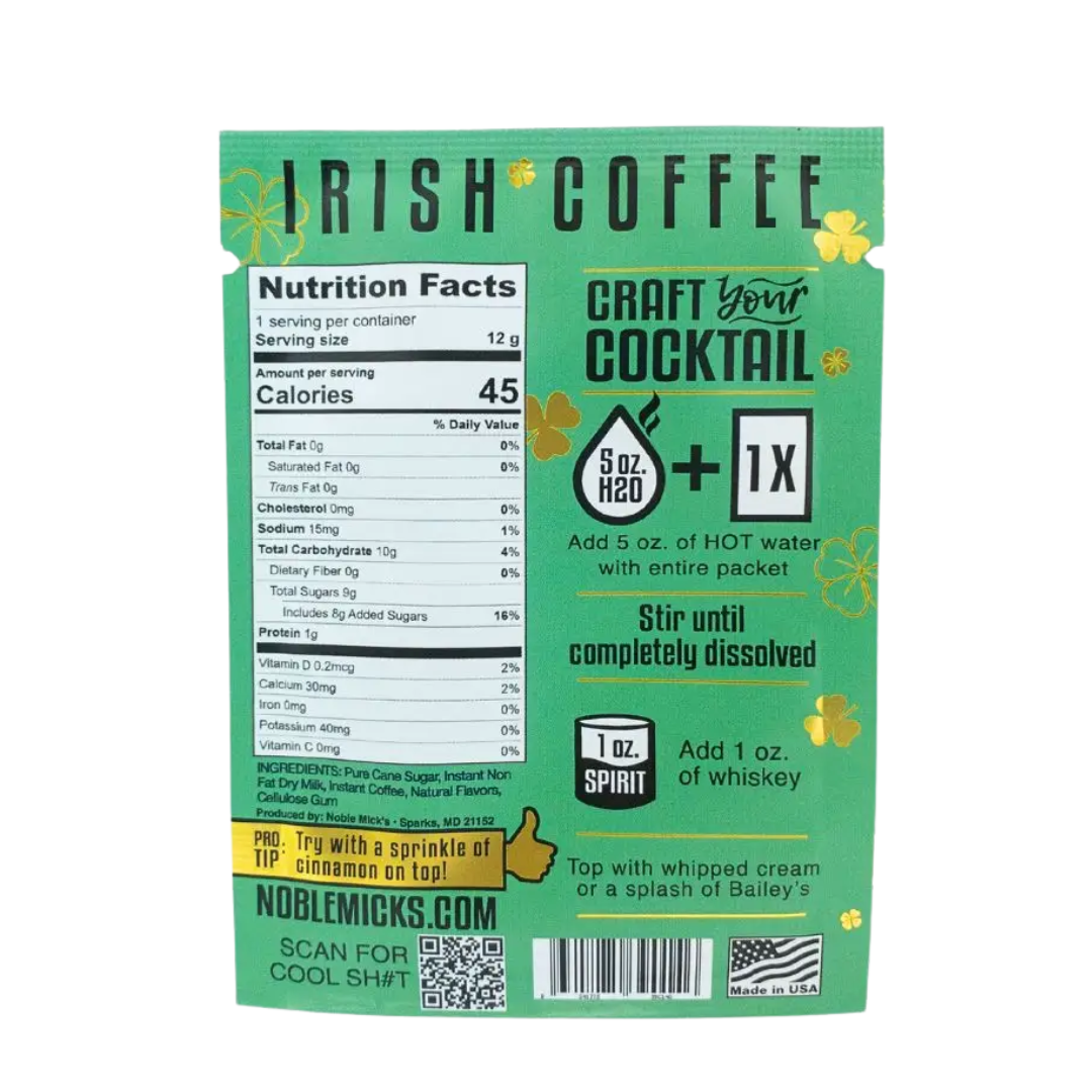 Irish Coffee Single Serve Craft Cocktail