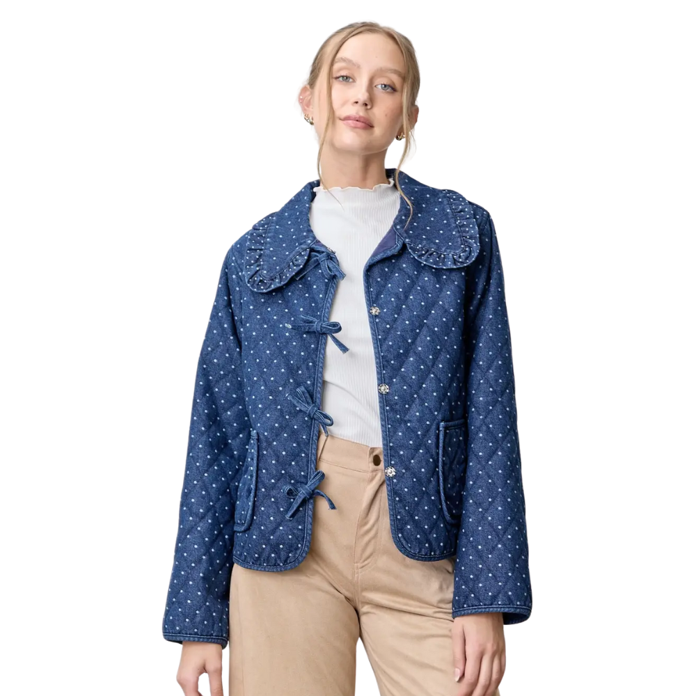 Polkadot Peter Pan Collar Jacket – Golden Hour Gift Co