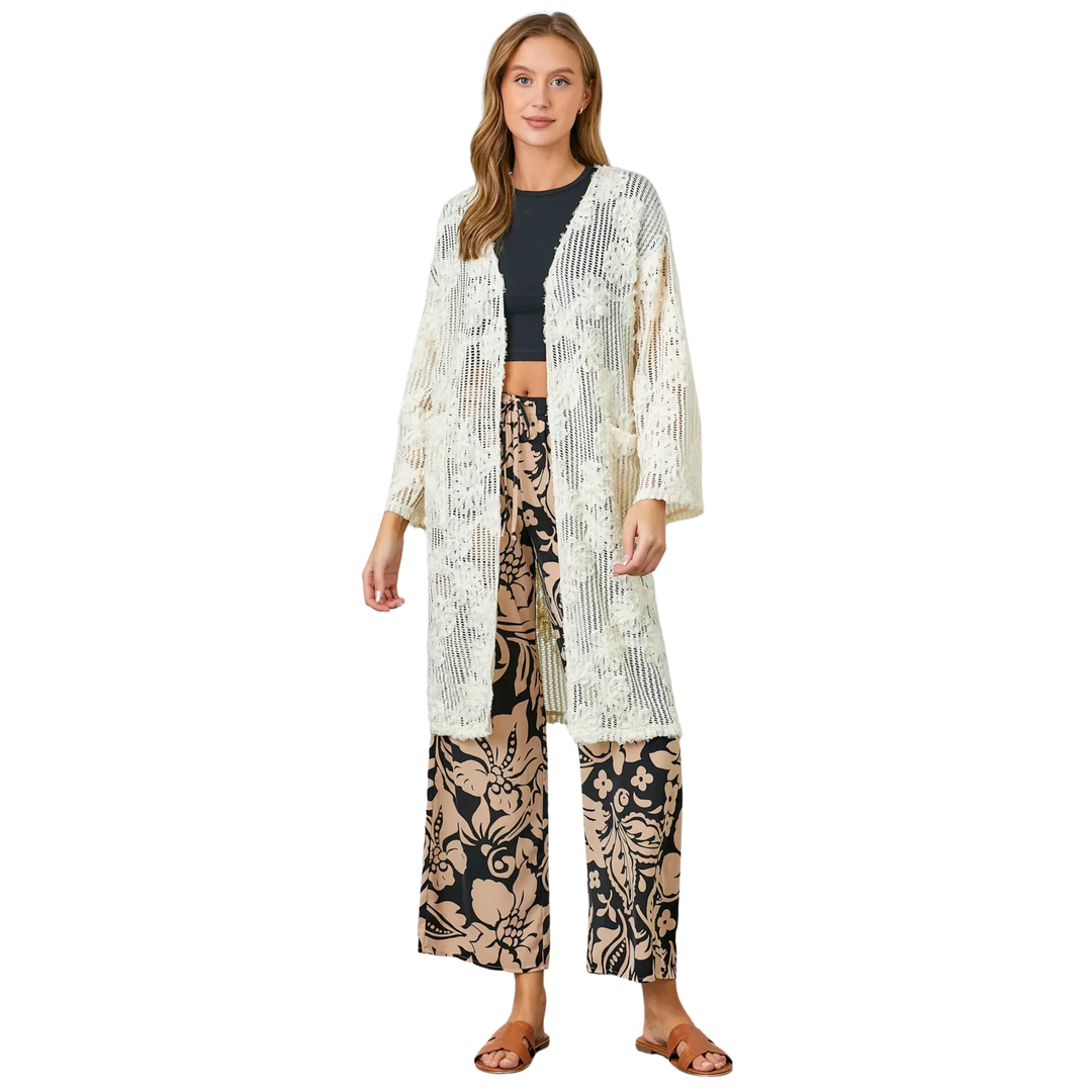 Floral Textured Crochet Cardigan