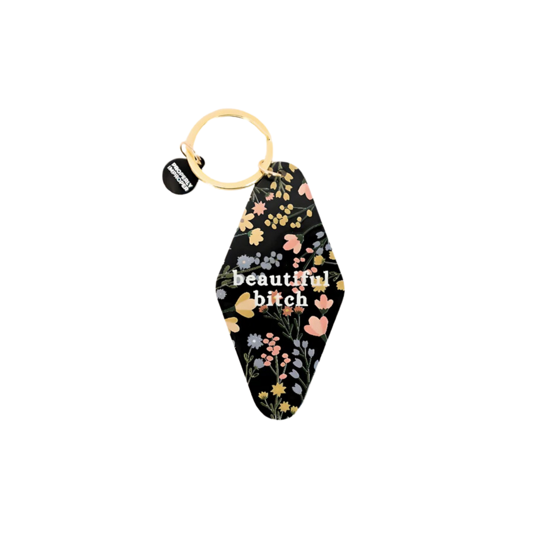 Beautiful Bitch Floral Keychain