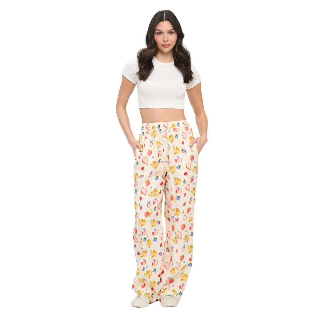 Citrus & Berries Print Cargo Pants