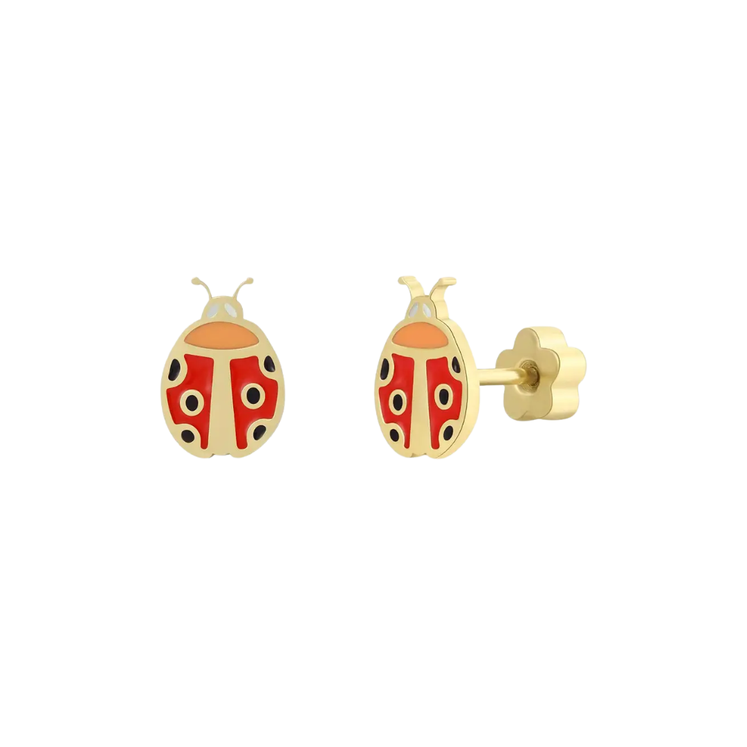 Ladybug Enamel Flat Back Kids Earrings