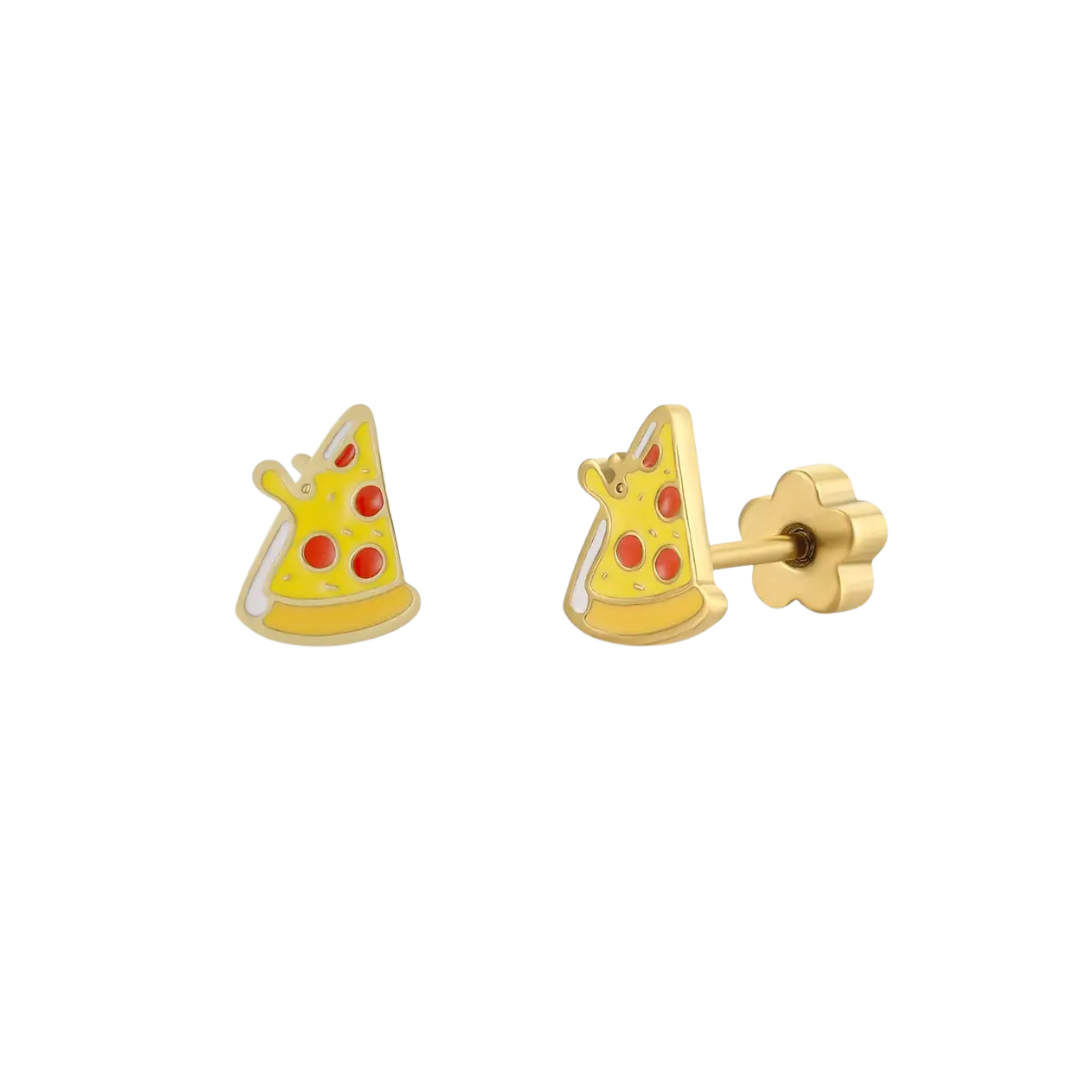Pizza Enamel Flat Back Kids Earrings