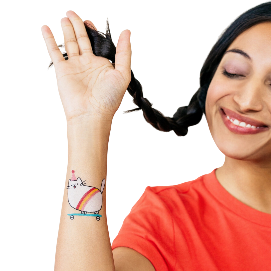 Skateboard Kitty Tattoo Pair