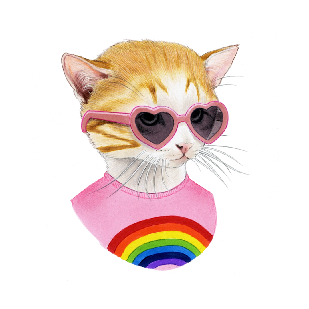 Rainbow Kitten Tattoo Pair