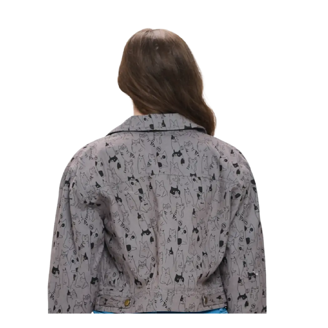 Black Cat Print Jacket