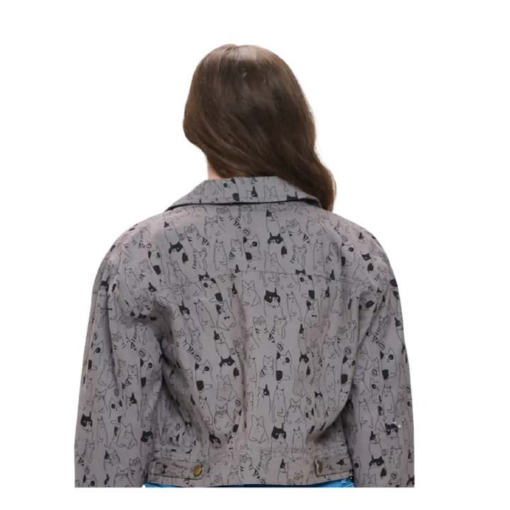 Black Cat Print Jacket