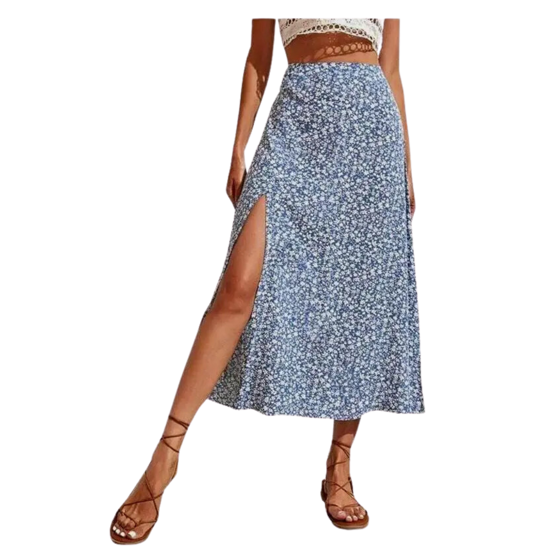 Summer Women's Floral Split A-Line Long Skirt