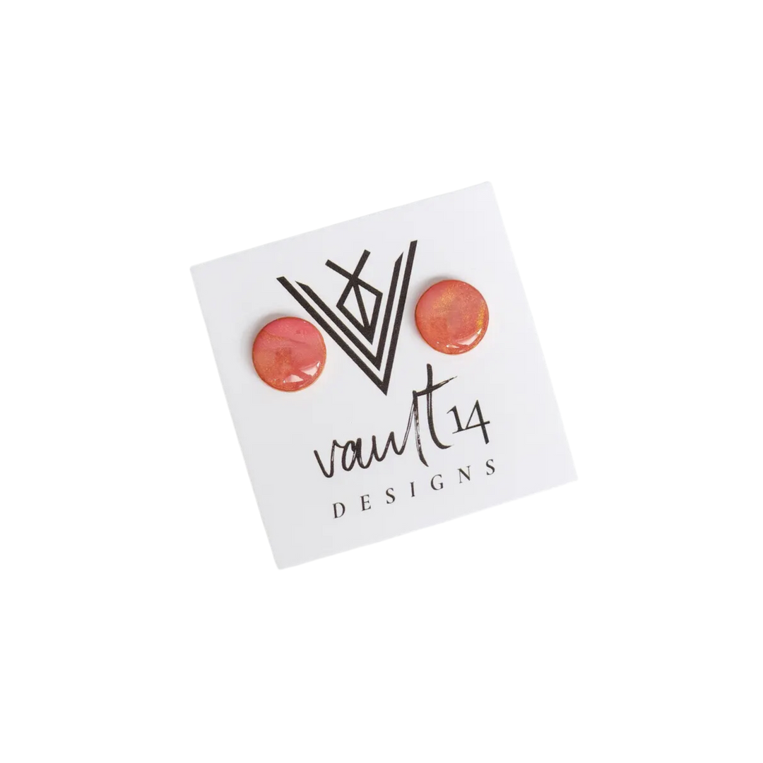 Iridescent Pink Circle Stud Earrings