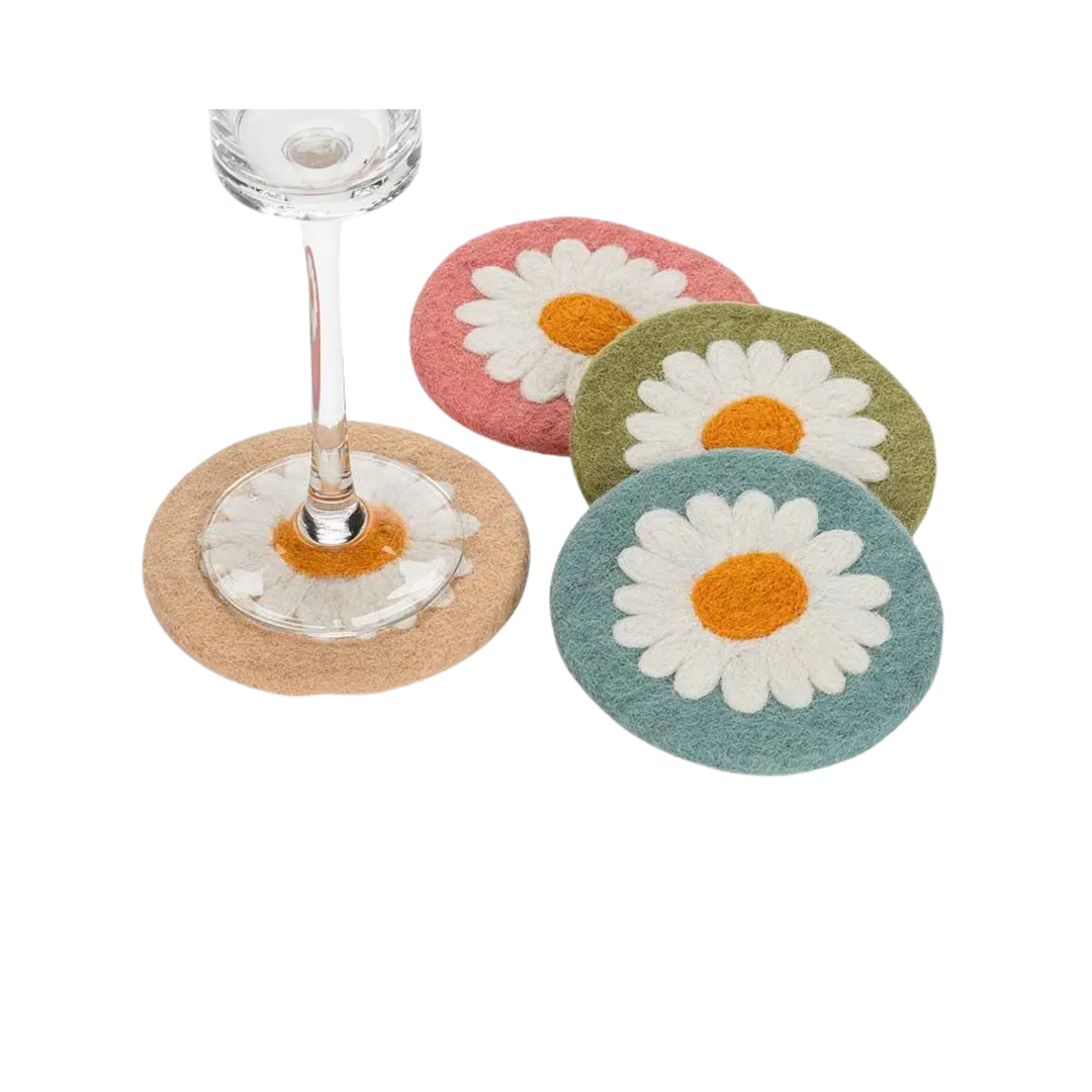Set of 4 Daisy Coasters-4"D