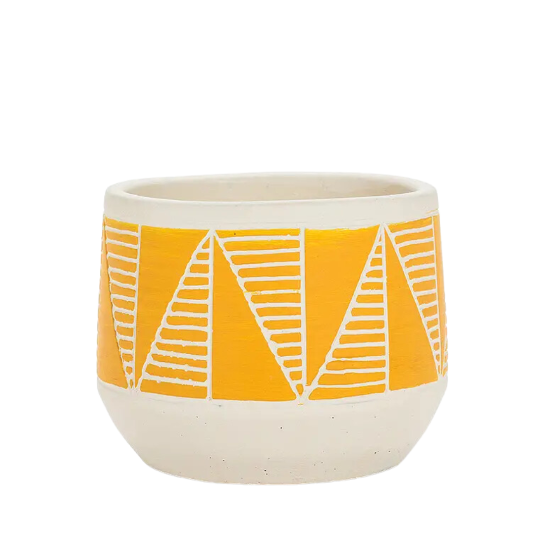 Yellow Sm Etched Planter