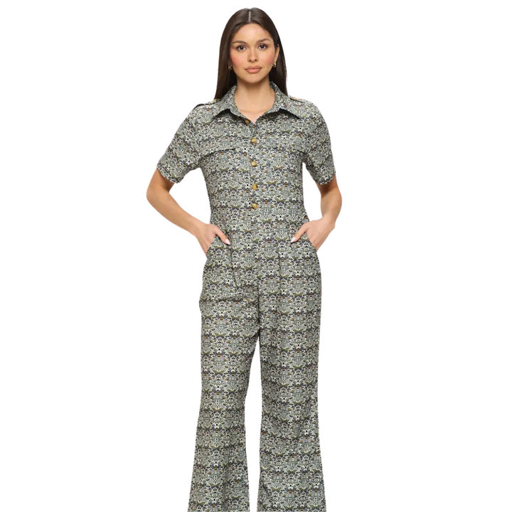 Bee Mushroom Print Overall Jumpsuit