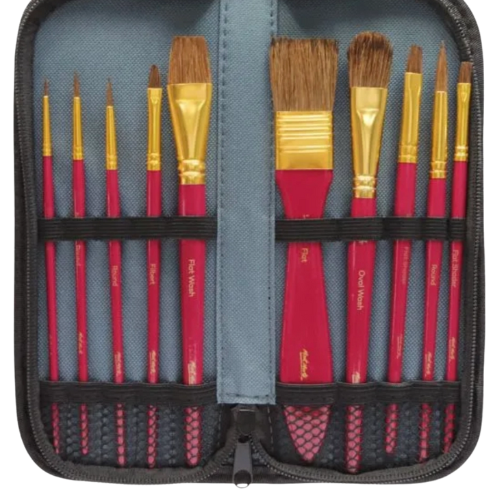Mixed Bristle Brush Set Wallet 11pce - Watercolor