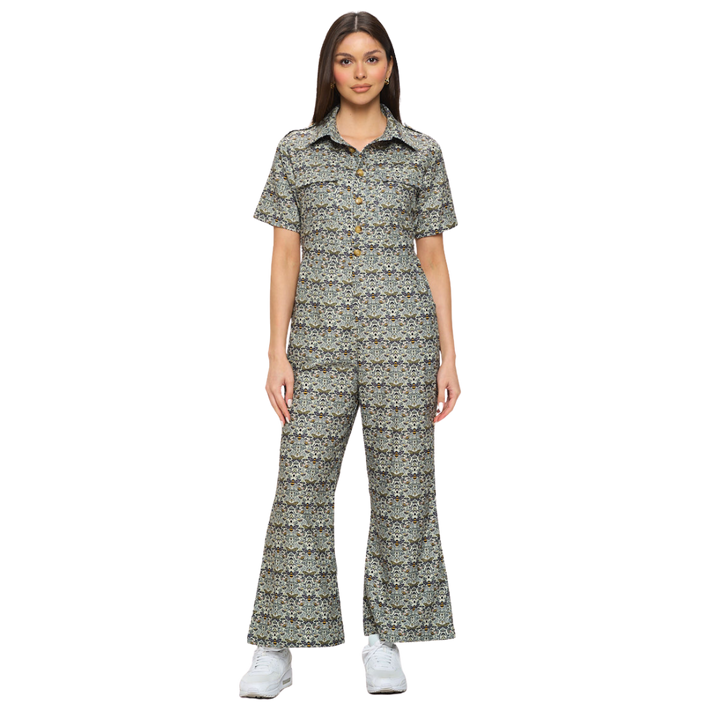 Bee Mushroom Print Overall Jumpsuit