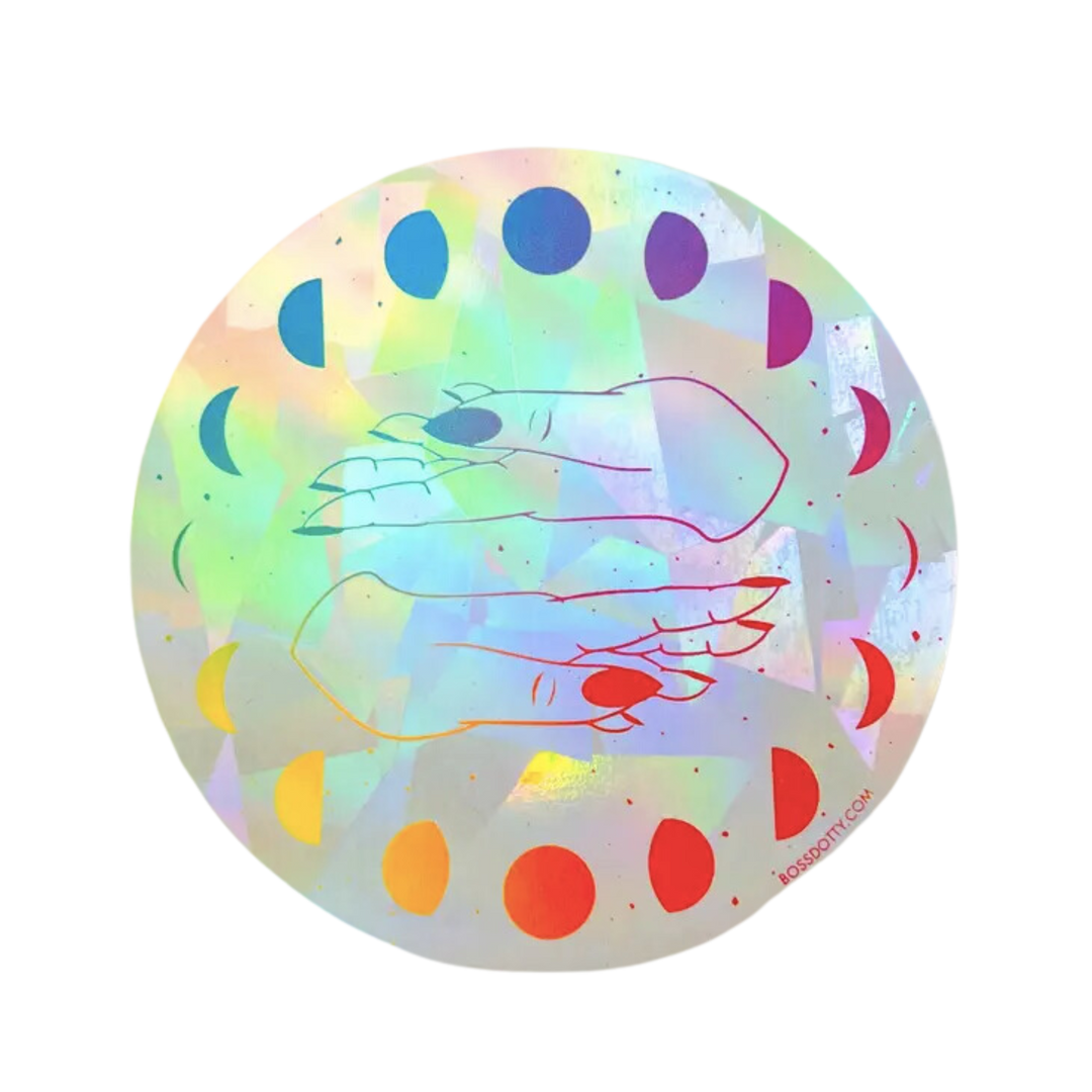 Moon Phases Rainbow Suncatcher Sticker