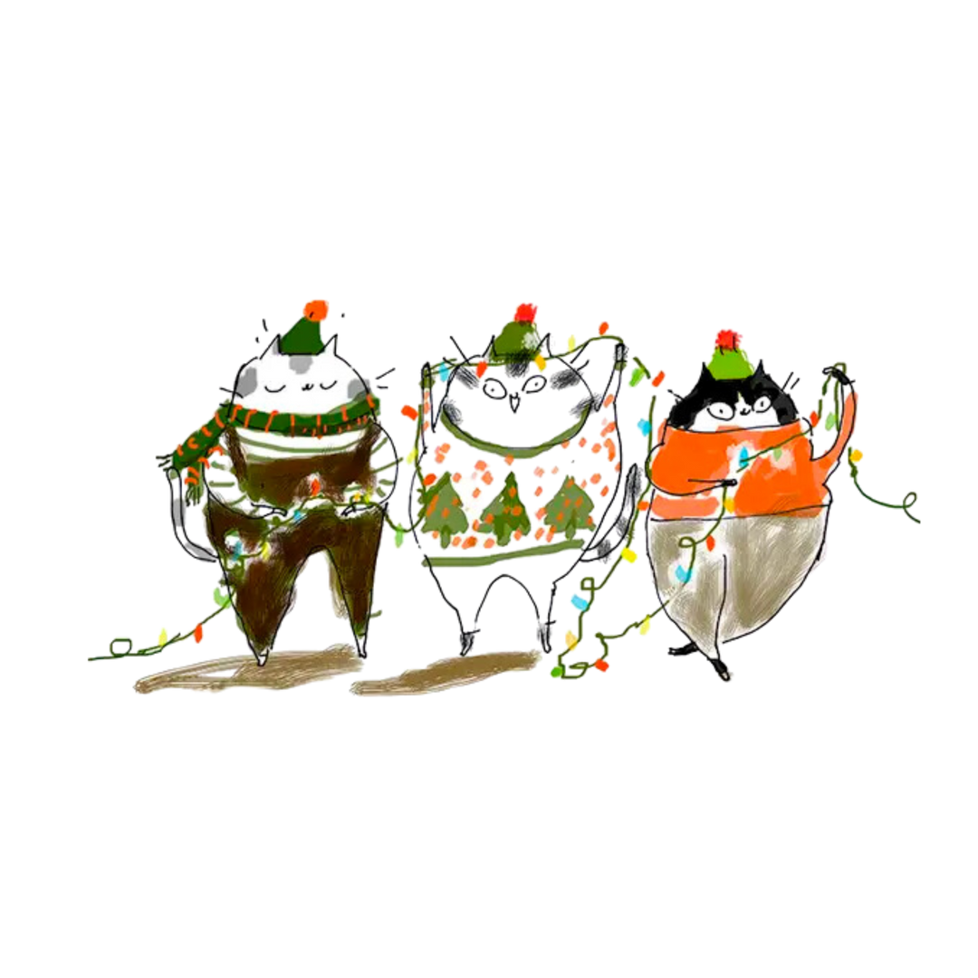 Deck the Halls- Christmas Cat Card