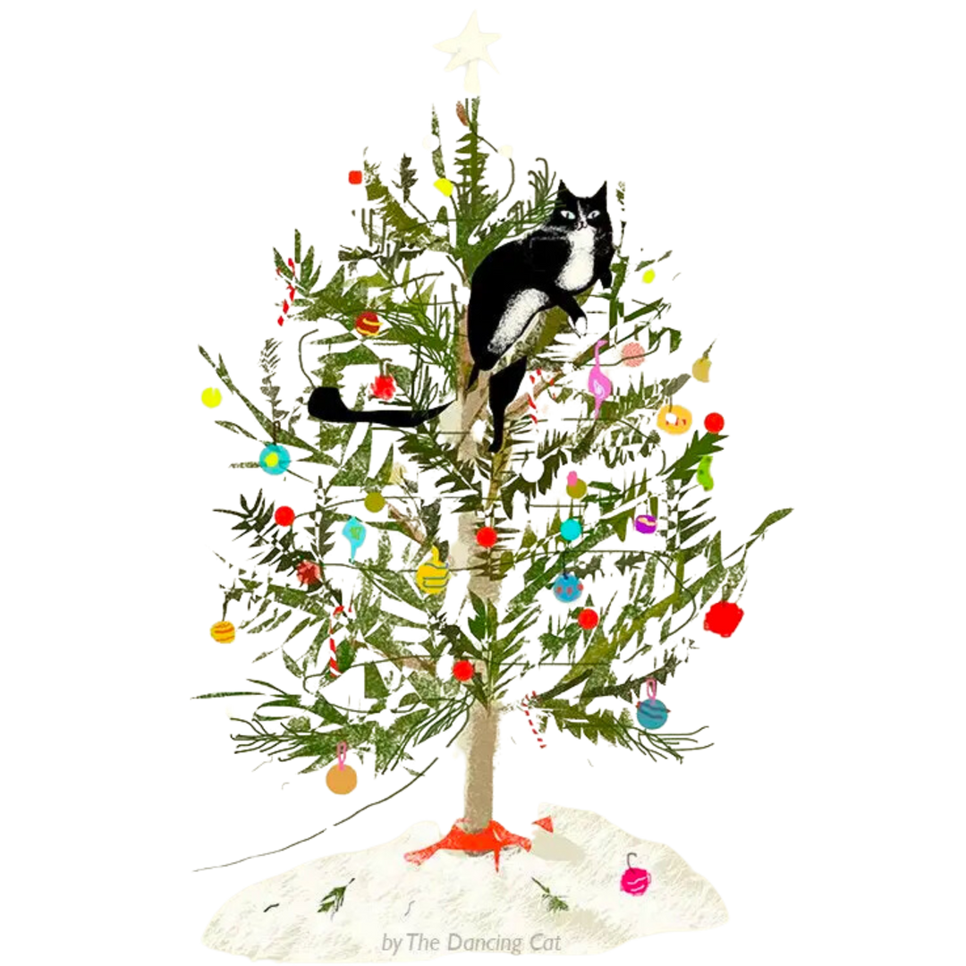 Funny Christmas Card - Christmas Tree Cat