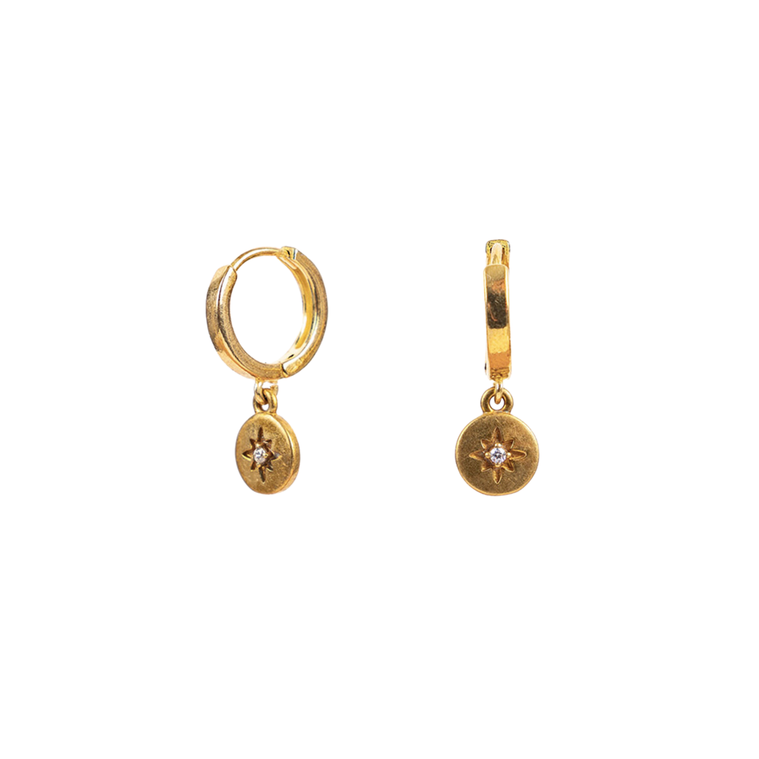 CZ Sunburst Huggie Earrings